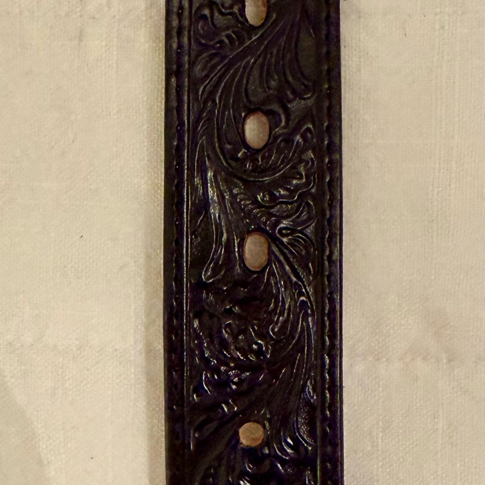 Justin Black Leather Embossed Leather Belt - Picture 5 of 5